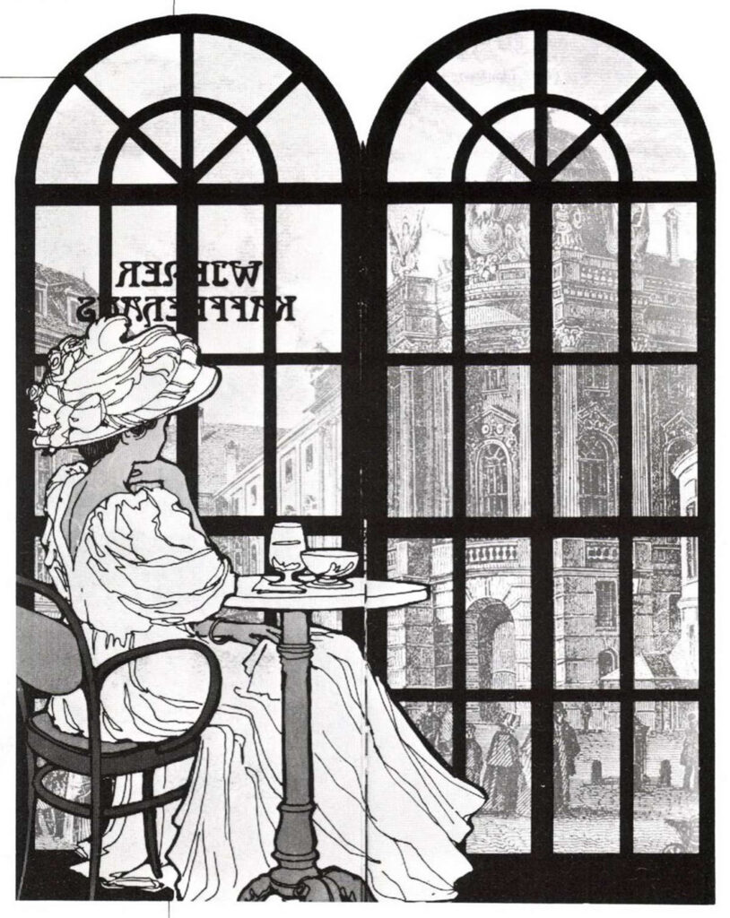 rajzolt nőalak ül egy ablak előtt