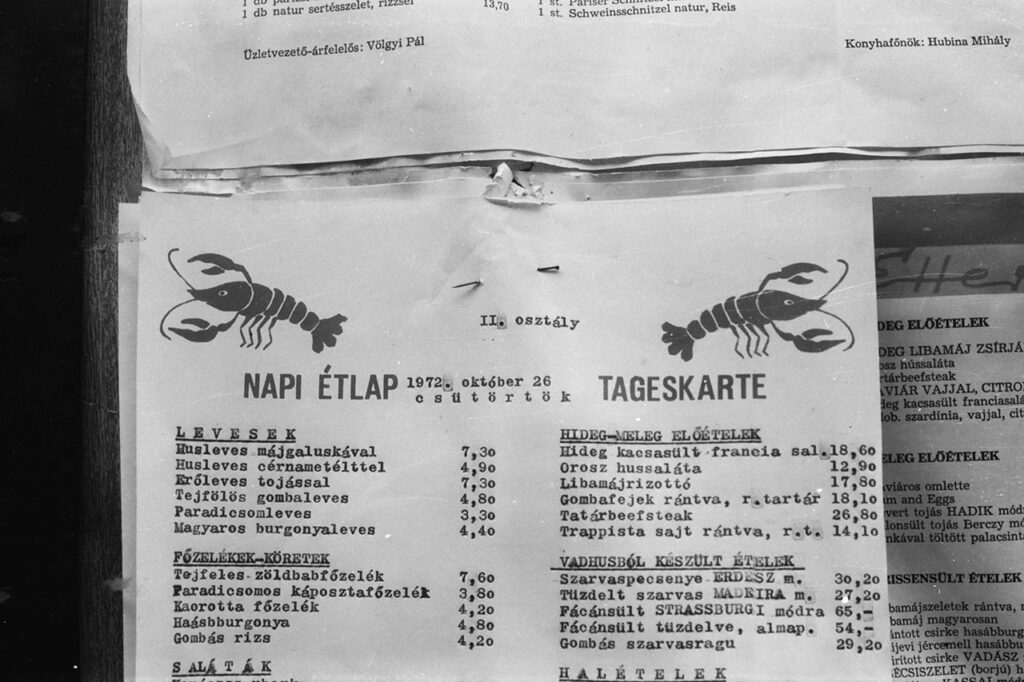 vörös rák étterem étlap